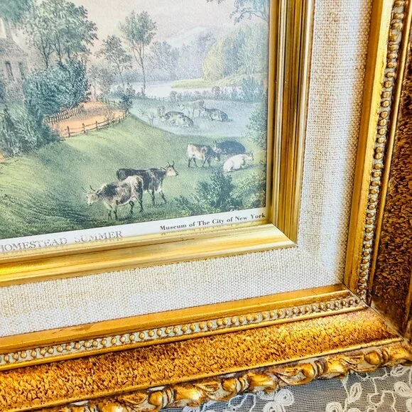 SOLD 1960's Currier & Ives "American Homestead Summer" Framed Lithograph - Picture 7 of 11